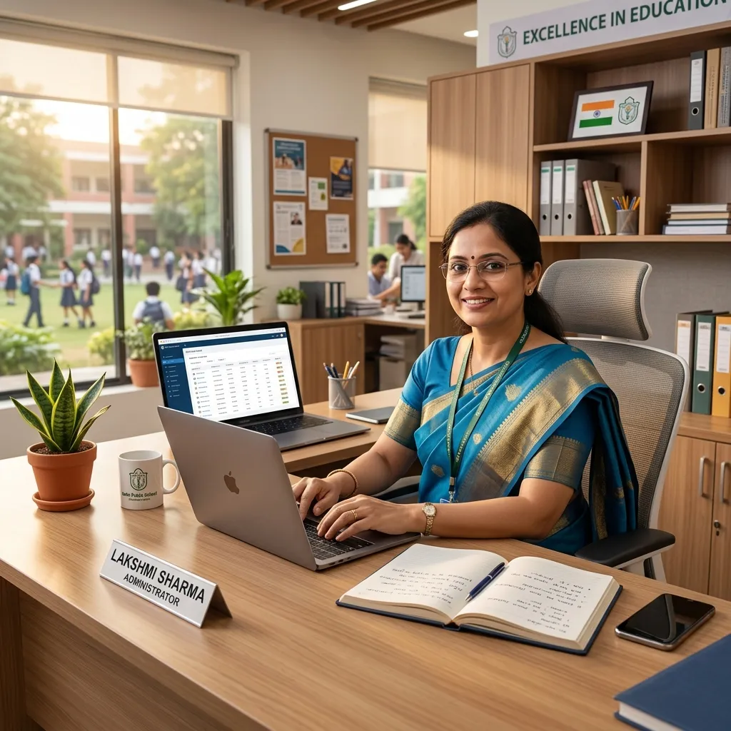 Modern school classroom and office administration environment in Bareilly using school management software